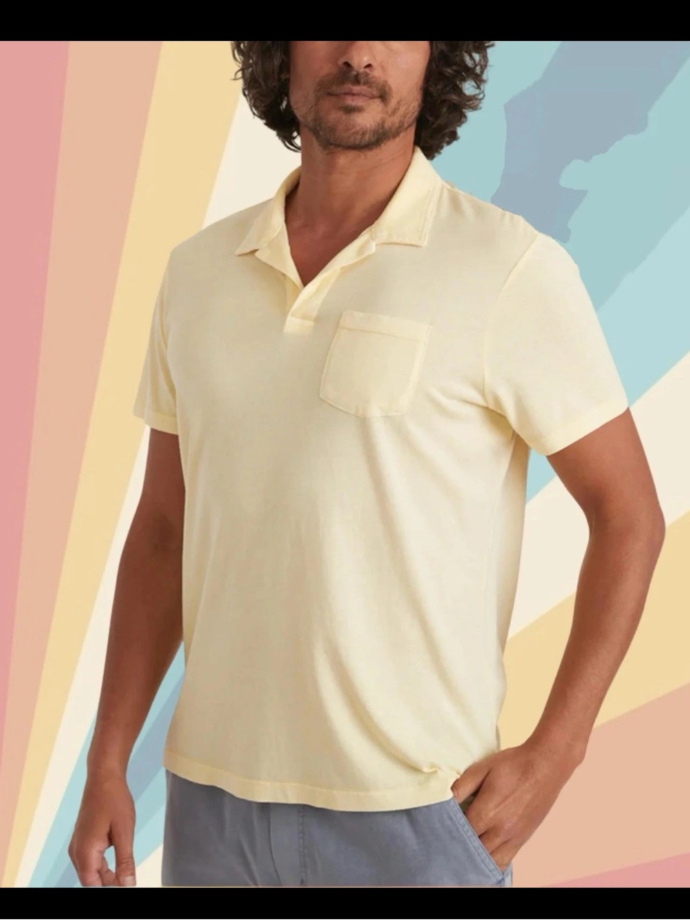 Marine Layer Men's Short Sleeve Pocket Polo Shirt - Light Yellow